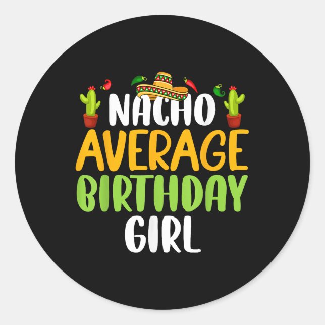 Sticker Rond Nacho Moyenne Anniversaire Fille Cinco De Mayo Cor (Devant)