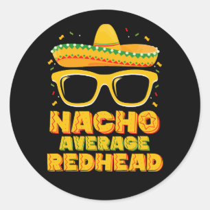 Sticker Rond Nacho Moyenne Cheveux rouges Cinco De Mayo Mexicai