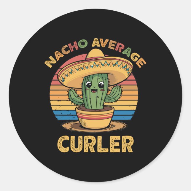 Sticker Rond Nacho Moyenne Curler Mexicain Cinco De Mayo Curlin (Devant)