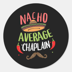 Sticker Rond Nacho Moyenne de l'aumônier Sombrero Beard Cinco D