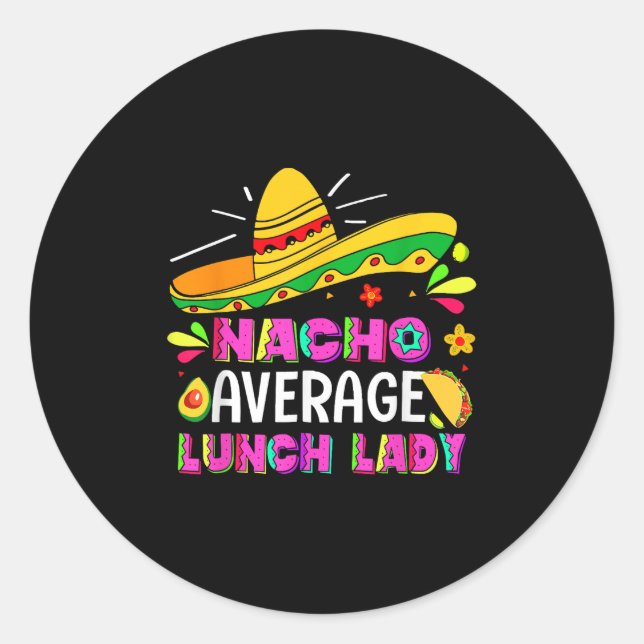 Sticker Rond Nacho Moyenne Déjeuner Lady Cinco De Mayo Fiesta (Devant)
