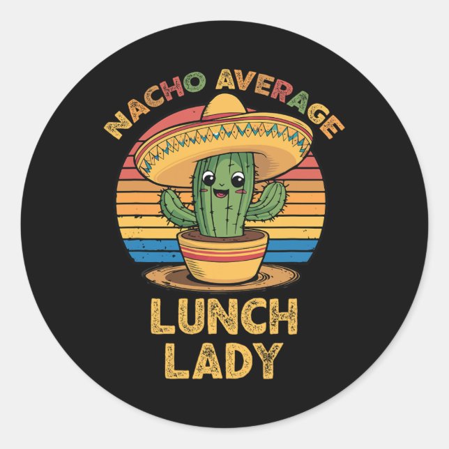 Sticker Rond Nacho Moyenne Déjeuner Lady Mexicaine Cinco De May (Devant)