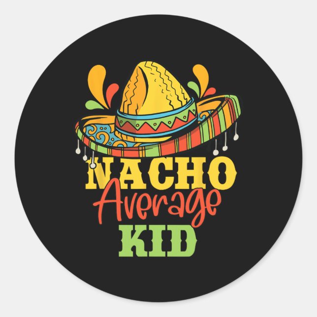Sticker Rond Nacho Moyenne Enfant Cinco De Mayo Mexo Correspond (Devant)