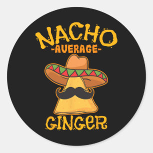 Sticker Rond Nacho Moyenne Ginger Mexicaine Tête rouge Cinco De