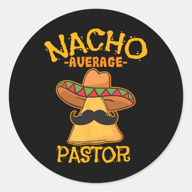 Sticker Rond Nacho Moyenne Pasteur Prédicateur Religieux Leader (Devant)