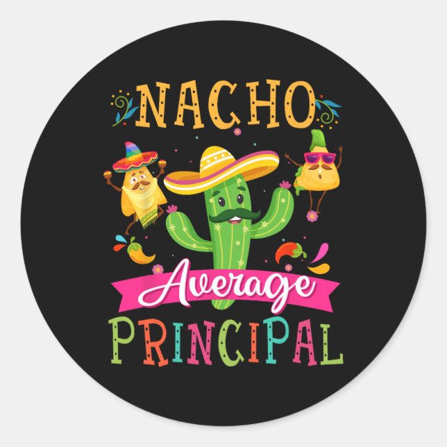 Sticker Rond Nacho Moyenne Principal Funky Mexicain Cactus Cinc (Devant)
