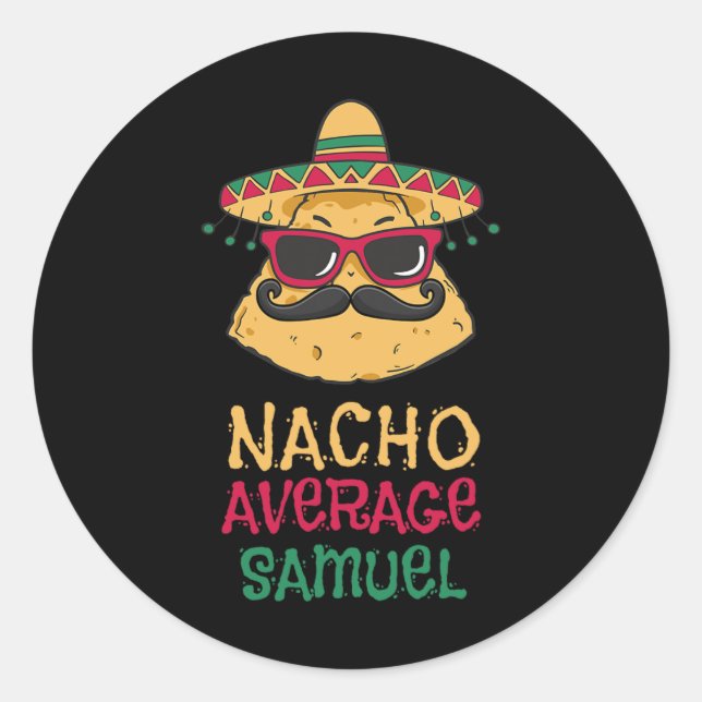 Sticker Rond Nacho Moyenne Samuel Prénom Funny Taco (Devant)