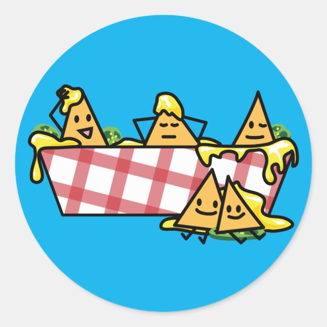 Sticker Rond Nachos Fromage fondu Jalapeno Nacho chips tortilla (Devant)