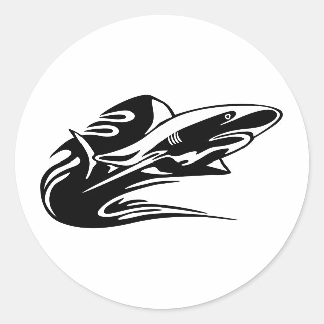 Sticker Rond Nage de requins (Devant)