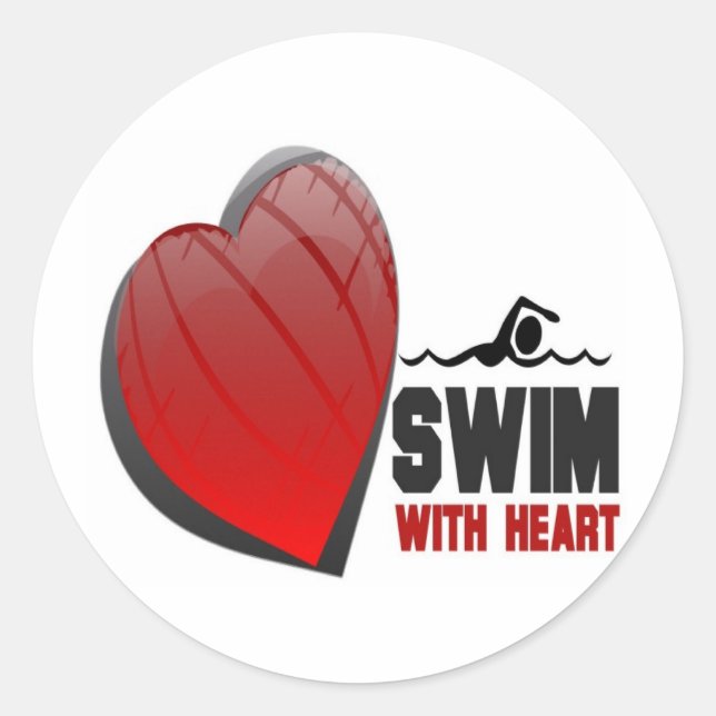 STICKER ROND NAGER AVEC LE COEUR (Devant)
