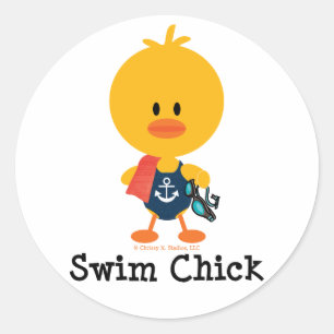 Sticker Rond Nager Chick