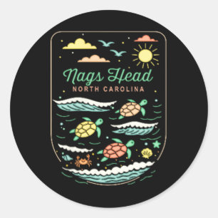 Sticker Rond Nags Head Nc Vacances de plage mignonnes amateur d