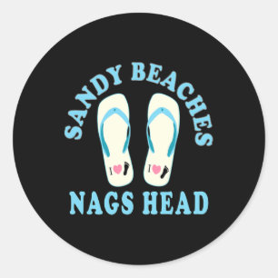 Sticker Rond Nags Head Vacances Sandy Plages I Heart Flip Flop