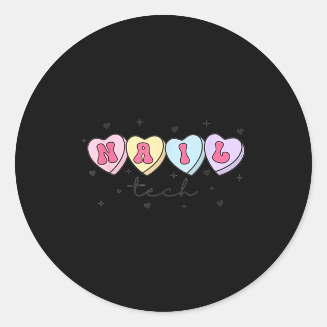 Sticker Rond Nail Tech Valentine's Day Heart Manicurist Cosmeto (Devant)