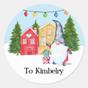 Sticker Rond Nain de Noël au nom personnalisé