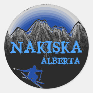 Sticker Rond Nakiska Alberta Canada Baguettes de ski bleu