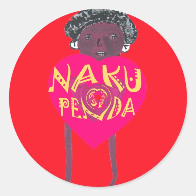 Sticker Rond Nakupenda Love Art - Swahili Heart Design (Devant)