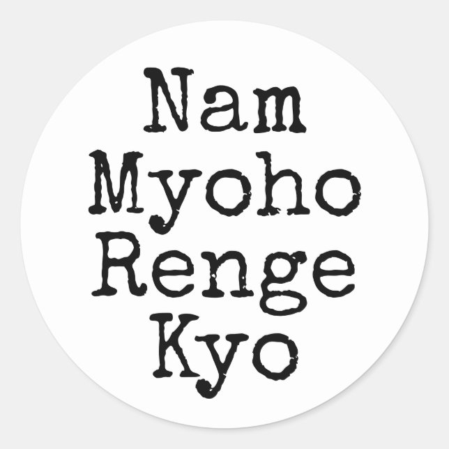 Sticker Rond Nam Myoho Renge Kyo Mantra bouddhiste blanc (Devant)