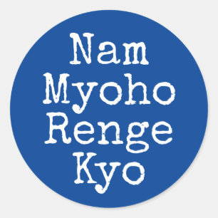 Sticker Rond Nam Myoho Renge Kyo Mantra du bouddhisme bleu