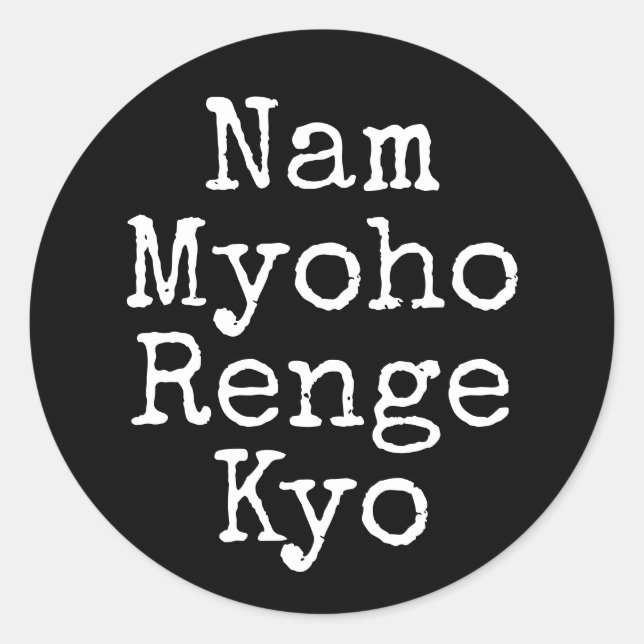 Sticker Rond Nam Myoho Renge Kyo Mantra du bouddhisme noir (Devant)