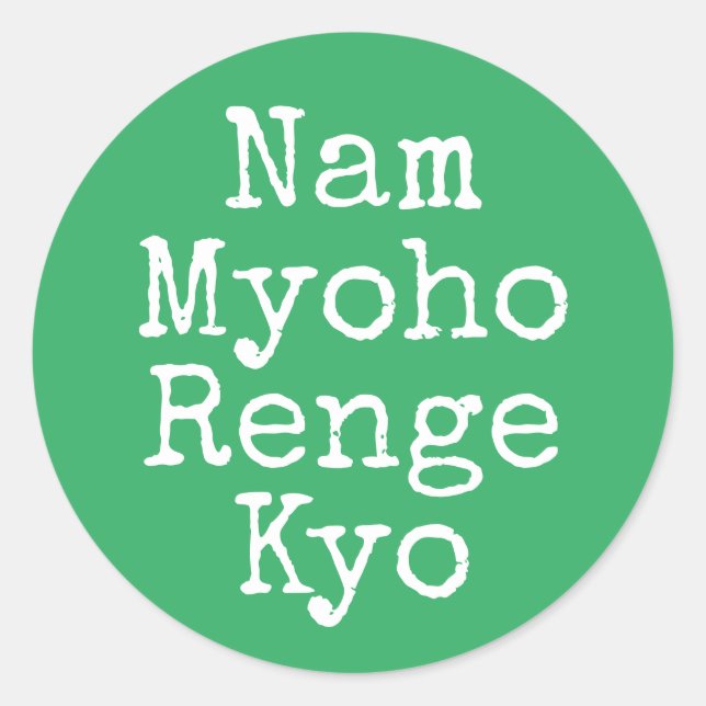 Sticker Rond Nam Myoho Renge Kyo Mantra du bouddhisme vert (Devant)