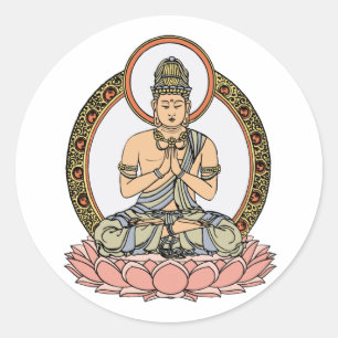 Sticker Rond Namaskara Mudra Bouddha