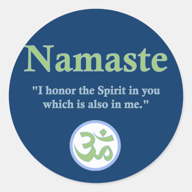 Sticker Rond Namaste - avec citation et symbole Om (Devant)
