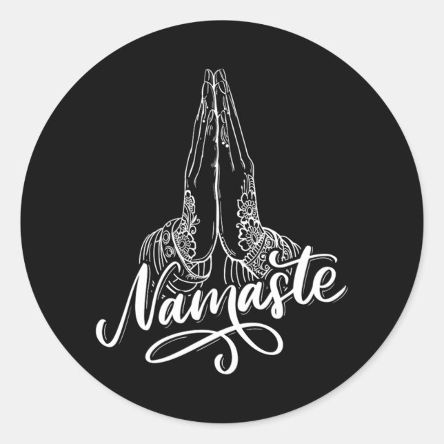 Sticker Rond Namaste Buddhism Meditation Zen Asana Yoga Gift (Devant)