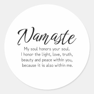 Sticker Rond Namaste définition Zen, Yoga, Citation inspirante