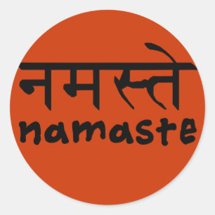 Sticker Rond Namaste en anglais et le Hindi