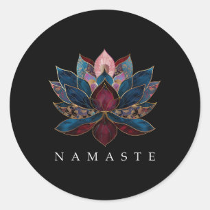 Sticker Rond Namaste Fleur de Lotus Bouddhisme Zen Yogi Bouddhi