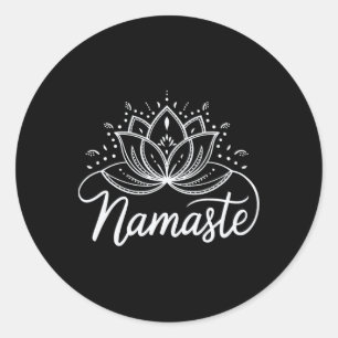 Sticker Rond Namaste Fleur de Lotus Méditation Yoga Mandala