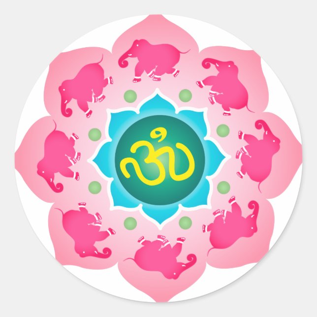 Sticker Rond Namaste Lotus Fleur Om Yoga (Devant)