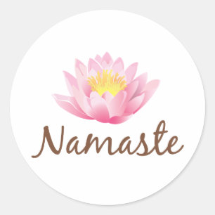 Sticker Rond Namaste Lotus Flower Yoga