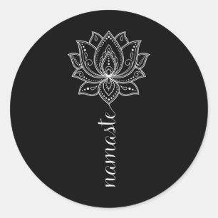 Sticker Rond Namaste Mandala Lotus Méditation Workout Yoga Amou
