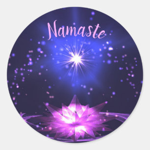 Sticker Rond Namaste Purple Cryple Lotus Bright Star