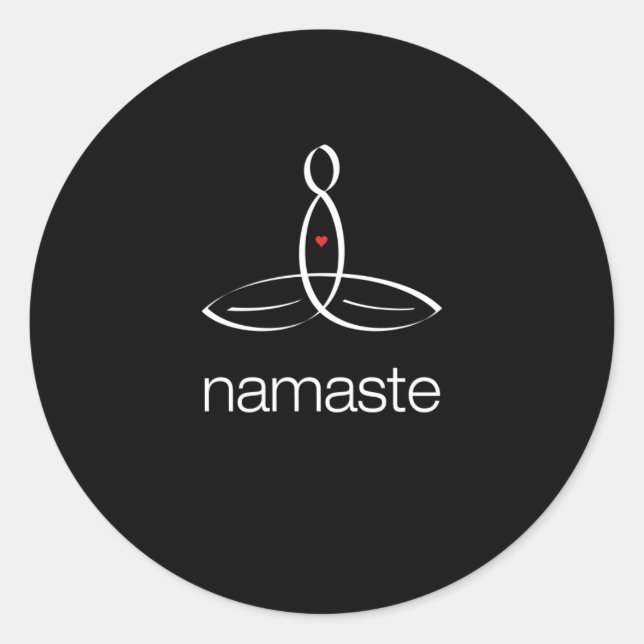 Sticker Rond Namaste - Style Blanc Régulier (Devant)