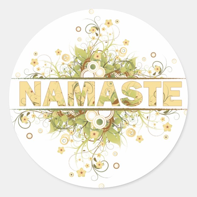 Sticker Rond Namaste Vintage Floral (Devant)