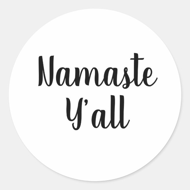 Sticker Rond Namaste Y’all Yoga Typographie (Devant)