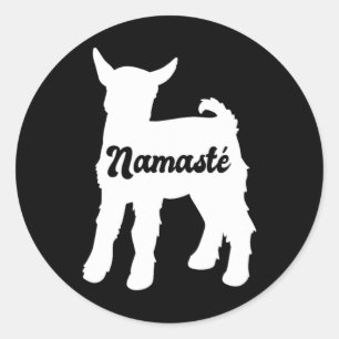 Sticker Rond Namaste Yoga aux Chèvres Mignonnes 