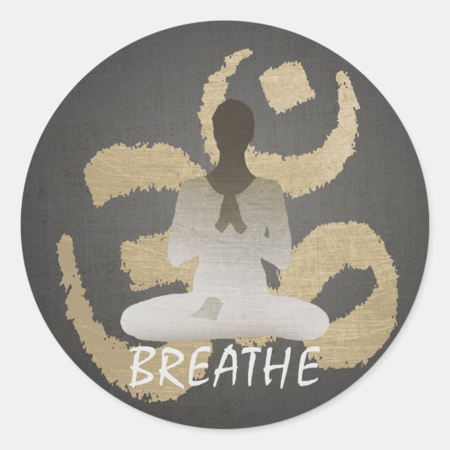 Sticker Rond Namaste Yoga Gold Om Sign Breathe (Devant)