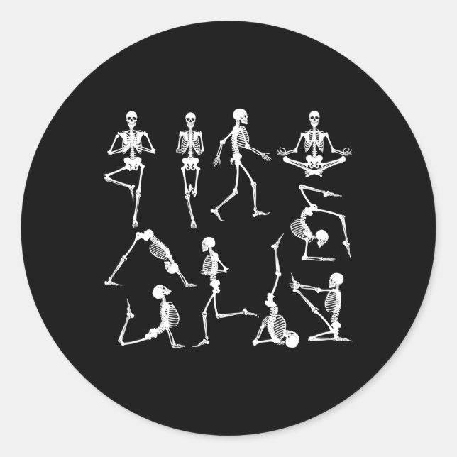 Sticker Rond Namaste Yoga Skeleton Halloween Namaste Skeleton (Devant)