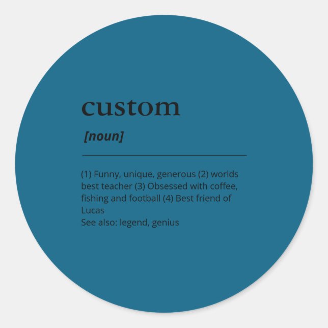 Sticker Rond Name Funny Definition Minimalist For Him  (Devant)