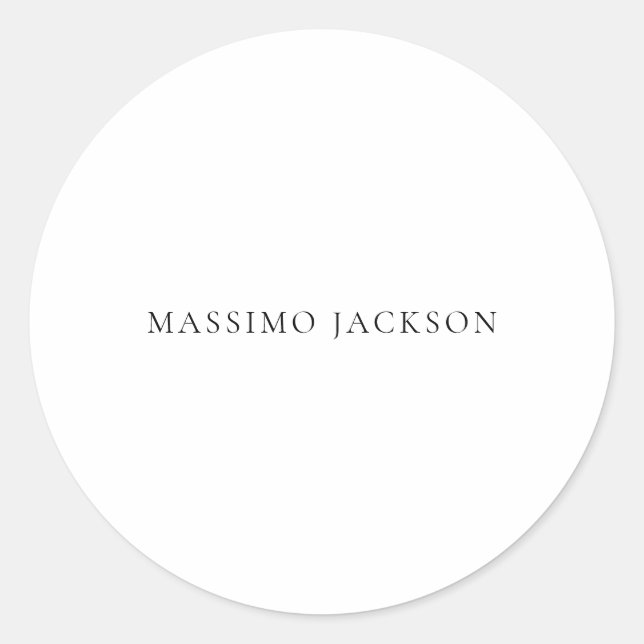Sticker Rond Name Minimalist Modern Plain Simple Black White (Devant)