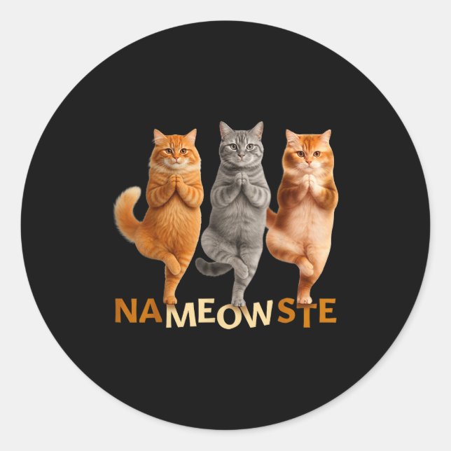 Sticker Rond Nameowste Yoga Cat  (Devant)