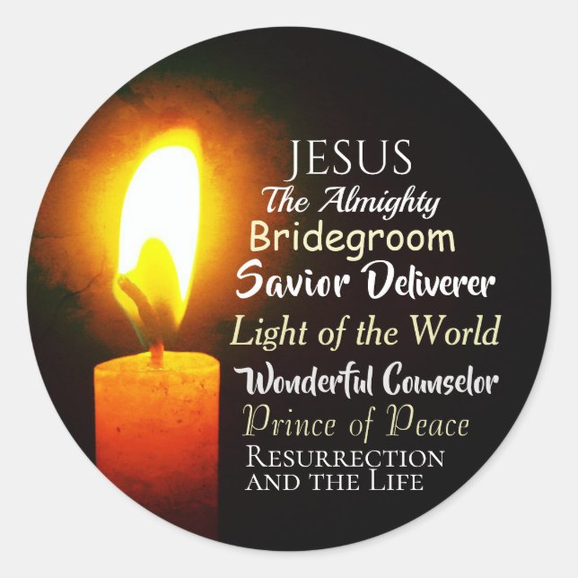 Sticker Rond Names of Jesus Christmas, Prince of Peace, Savior (Devant)