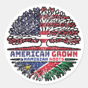 Sticker Rond Namibie Etats-Unis drapeau des racines d'arbres