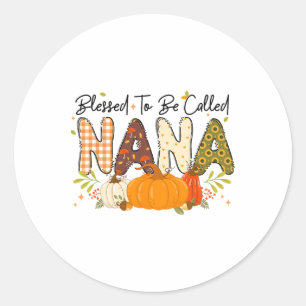 Sticker Rond Nana bénie Citrouille Automne Thanksgiving Maman