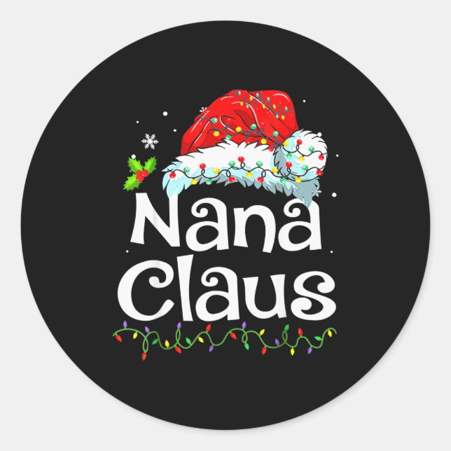 Sticker Rond Nana Claus Christmas Pajama Family Matching Xmas L (Devant)