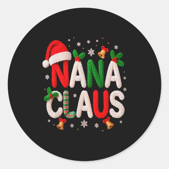 Sticker Rond Nana Claus Santa Claus Crochet &amp; Knitting Love (Devant)